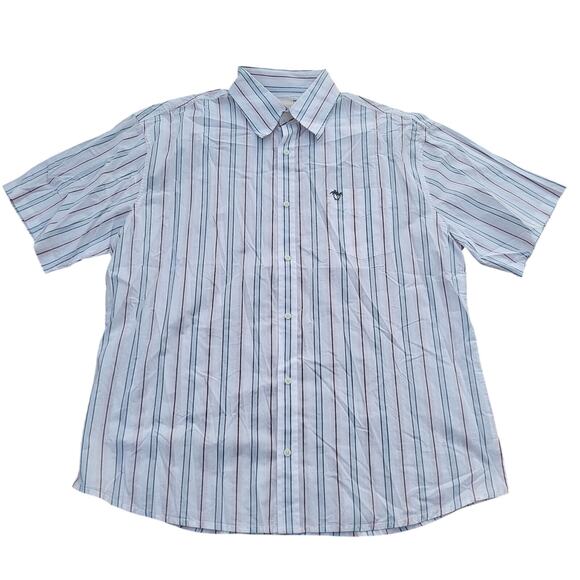 Vintage Y2K Unionbay Shirt Mens 2XL XXL White Striped Oversized Button Up Summer - Picture 1 of 9